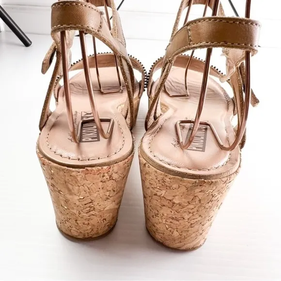 Pikolinos Womens Brown Punta Cana Sandals Size 40 Beaded Cork Platform Shoes