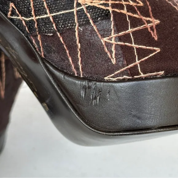 Pilar Burgos Peeped Toe High Heel Avant-Garde Black Stiletto Platform Booties 40