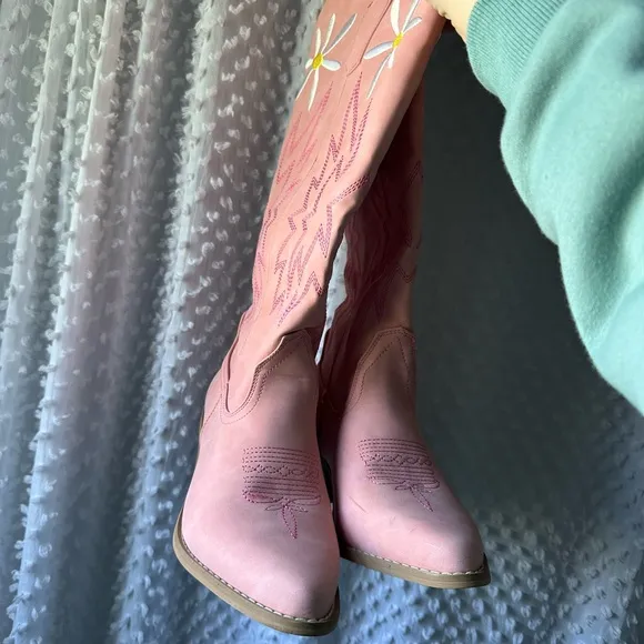 Pink Lily x Krista Horton Pink Daisy Cowboy Boots