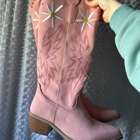 Pink Lily x Krista Horton Pink Daisy Cowboy Boots