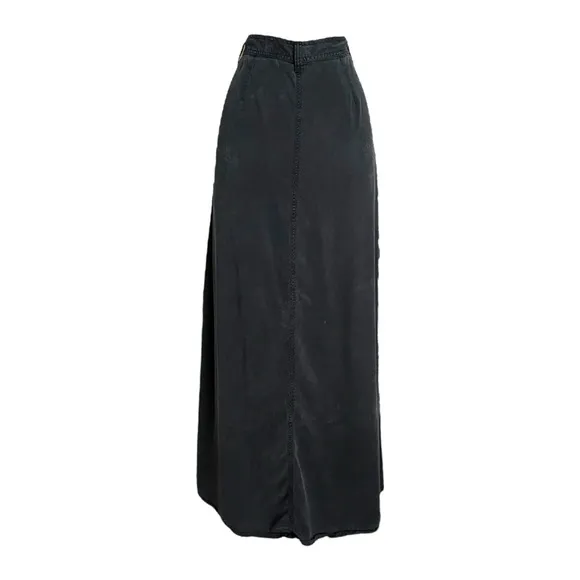 PISTOLA My Squad Washed Black Maxi Skirt Boho Chic Western Snap Front Size Small