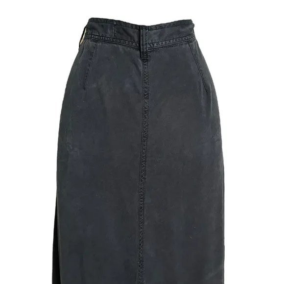 PISTOLA My Squad Washed Black Maxi Skirt Boho Chic Western Snap Front Size Small