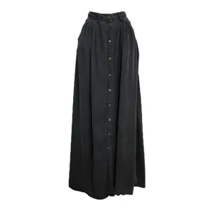 PISTOLA My Squad Washed Black Maxi Skirt Boho Chic Western Snap Front Size Small
