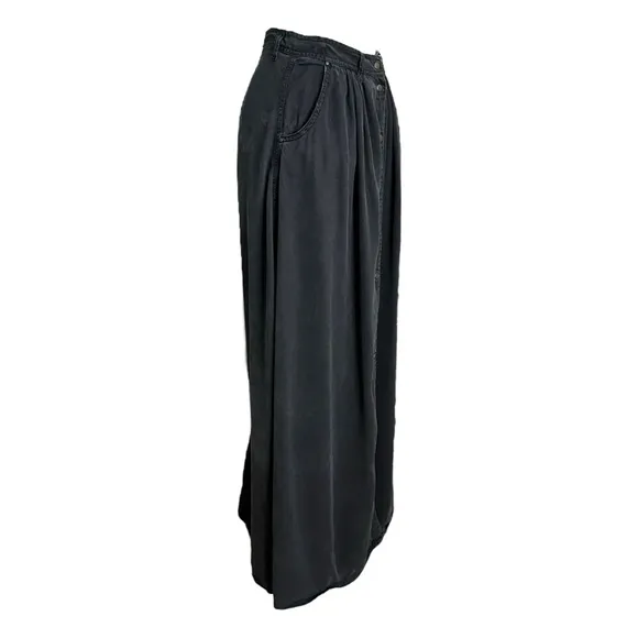 PISTOLA My Squad Washed Black Maxi Skirt Boho Chic Western Snap Front Size Small