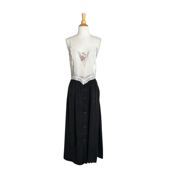 PISTOLA My Squad Washed Black Maxi Skirt Boho Chic Western Snap Front Size Small