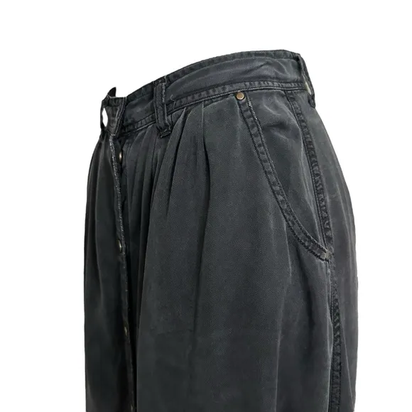PISTOLA My Squad Washed Black Maxi Skirt Boho Chic Western Snap Front Size Small