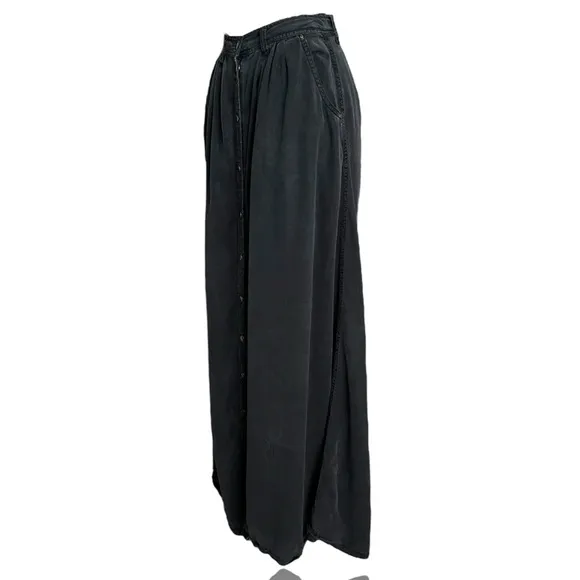 PISTOLA My Squad Washed Black Maxi Skirt Boho Chic Western Snap Front Size Small