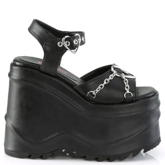 Platform Heart Gothic Sandal Shoes
