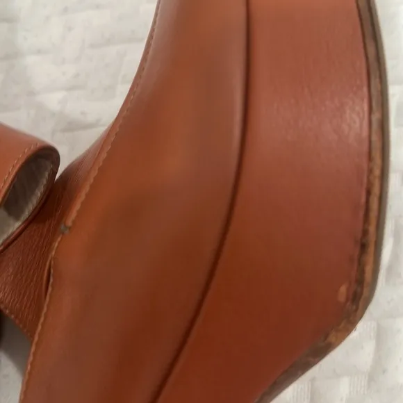 platform square mules heel loafers US 9.5 /EU 40 cognac clogs 70s 60s clogs