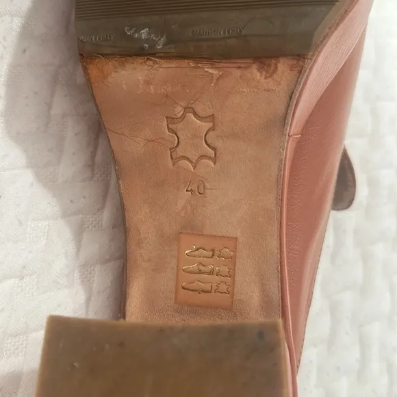 platform square mules heel loafers US 9.5 /EU 40 cognac clogs 70s 60s clogs