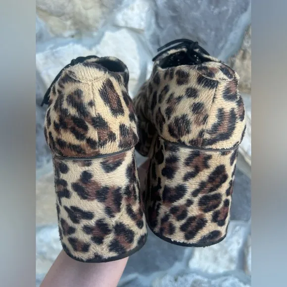 PLATS Furry Platform Heels Shoes Leopard Print Disco Funk Rave Cosplay MENS 8/9