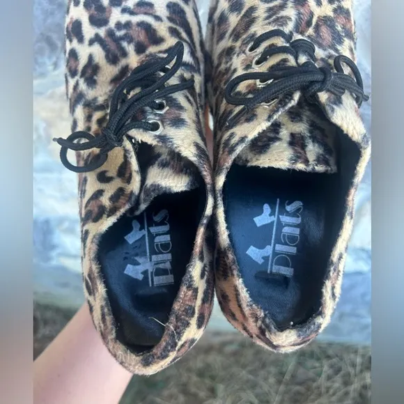 PLATS Furry Platform Heels Shoes Leopard Print Disco Funk Rave Cosplay MENS 8/9
