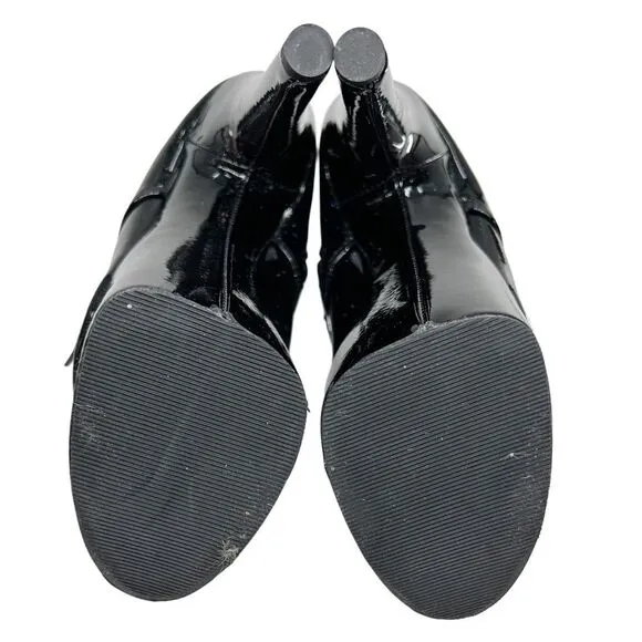 Pleaser Adore 1021GP Black Glitter Peep Toe Side Zip Platform Ankle Boots Size 7