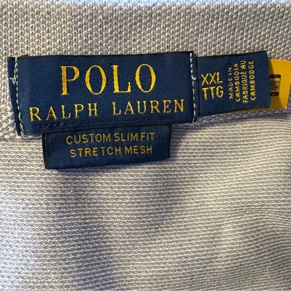 Polo Ralph Lauren Shirt 2XL Custom Slim Fit Stretch Mesh Pullover Purple‎ Preppy