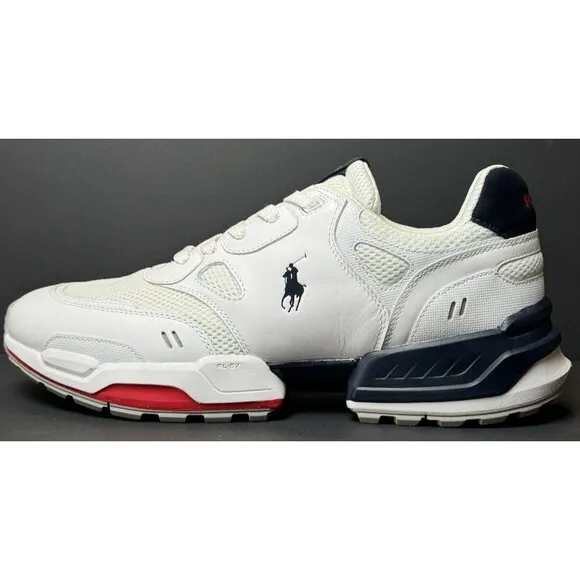 Polo Ralph Lauren Shoes Men Size 11.5 Colorblocked Jogger Sneakers White Lace up