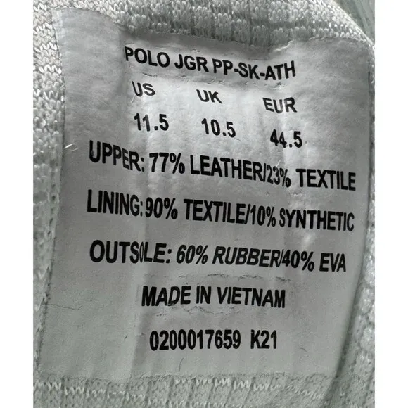 Polo Ralph Lauren Shoes Men Size 11.5 Colorblocked Jogger Sneakers White Lace up