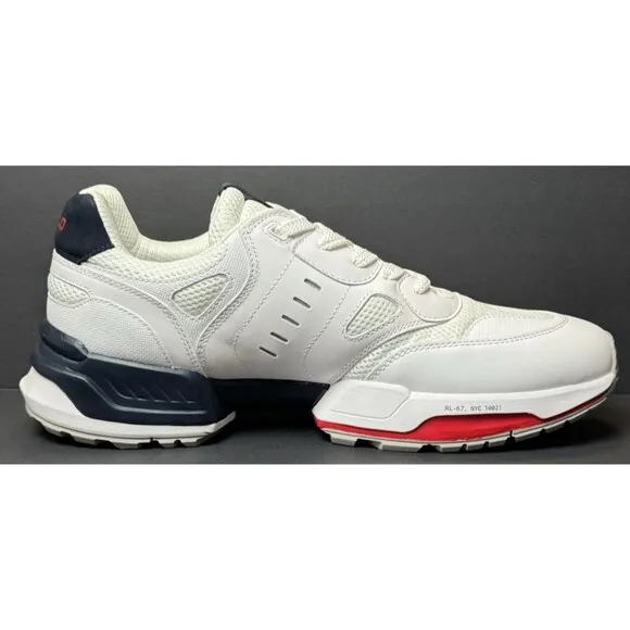Polo Ralph Lauren Shoes Men Size 11.5 Colorblocked Jogger Sneakers White Lace up