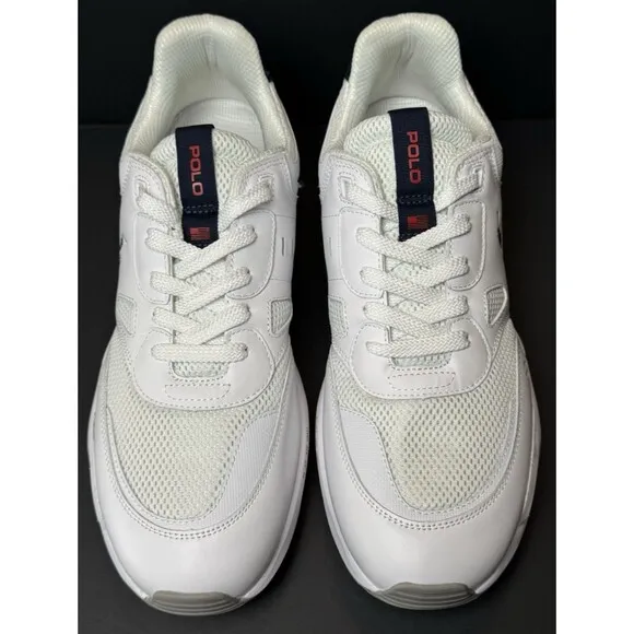 Polo Ralph Lauren Shoes Men Size 11.5 Colorblocked Jogger Sneakers White Lace up