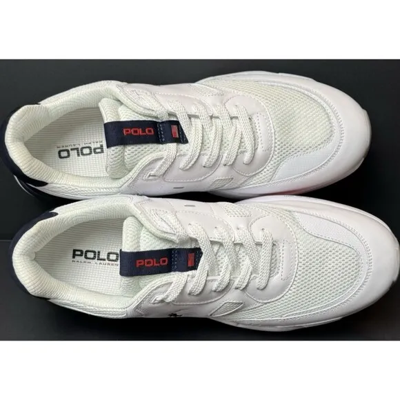 Polo Ralph Lauren Shoes Men Size 11.5 Colorblocked Jogger Sneakers White Lace up