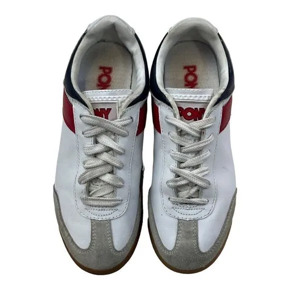 Pony Mens Leather Suede Trim Lace Up Low Top Sneakers Shoes Multi-Color Size 4.5