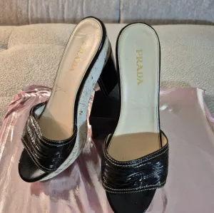 Prada Black Mules with Crocodile Texture