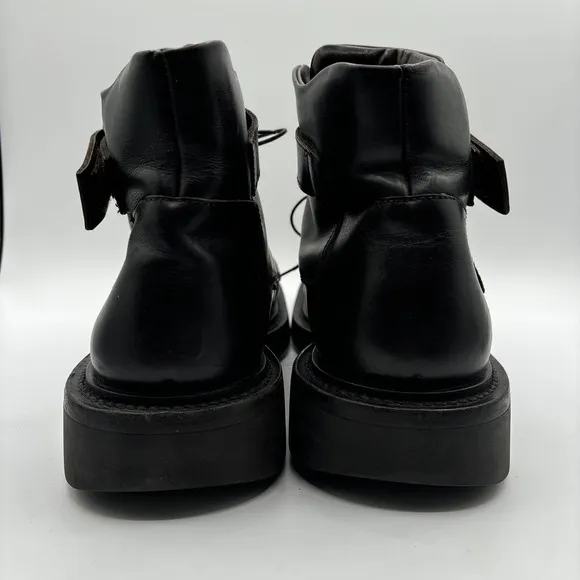 Prada Boots Men's Size 11 Vintage Leather Skiskolaer Square Toe Buckle Brown