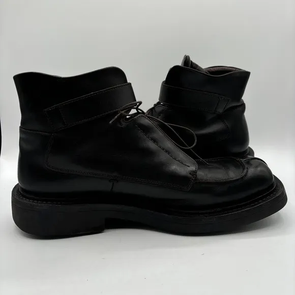 Prada Boots Men's Size 11 Vintage Leather Skiskolaer Square Toe Buckle Brown