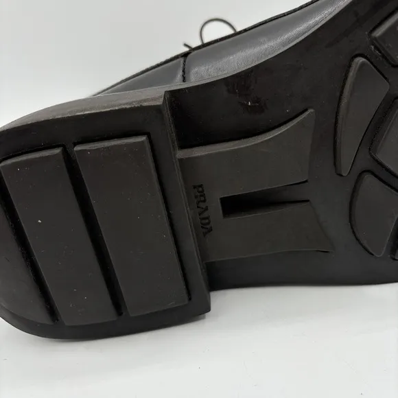 Prada Boots Men's Size 11 Vintage Leather Skiskolaer Square Toe Buckle Brown