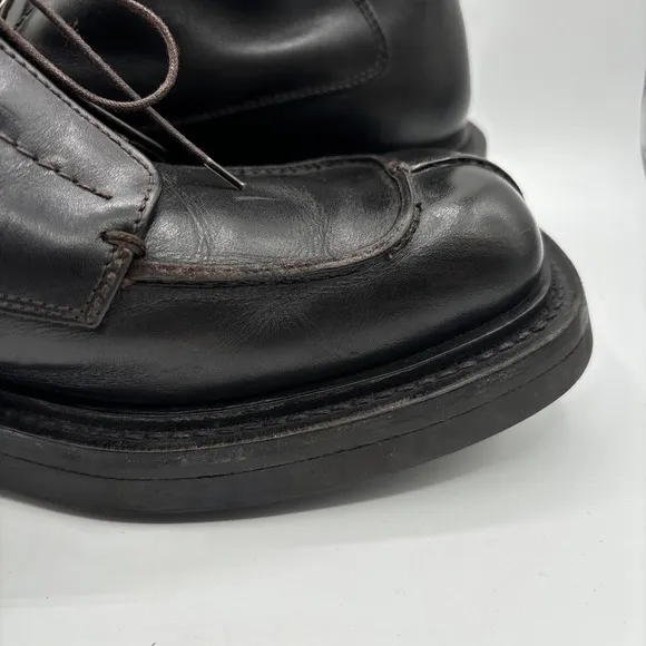Prada Boots Men's Size 11 Vintage Leather Skiskolaer Square Toe Buckle Brown