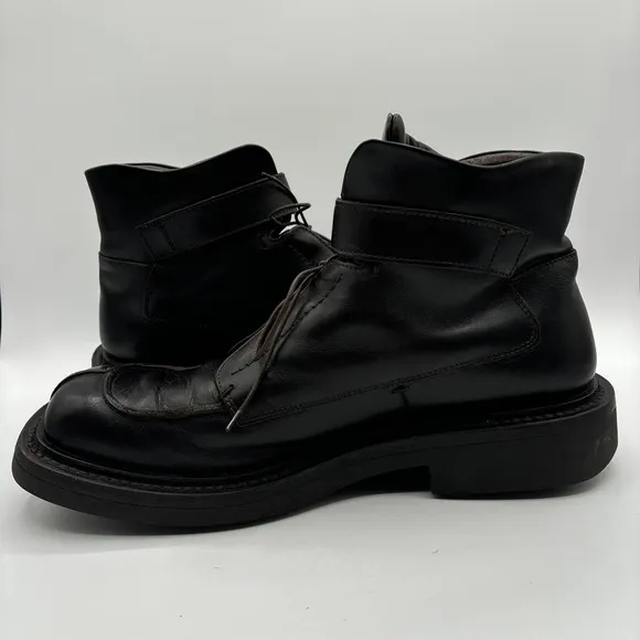 Prada Boots Men's Size 11 Vintage Leather Skiskolaer Square Toe Buckle Brown
