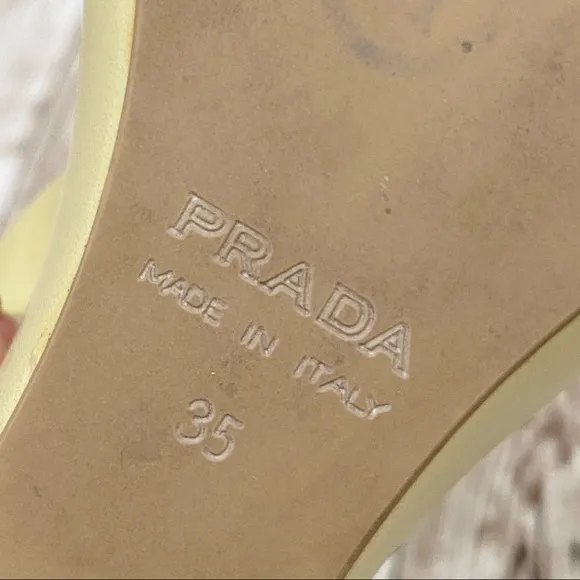 PRADA Lime Calzature Donna Nappa Wedge Sandals 35