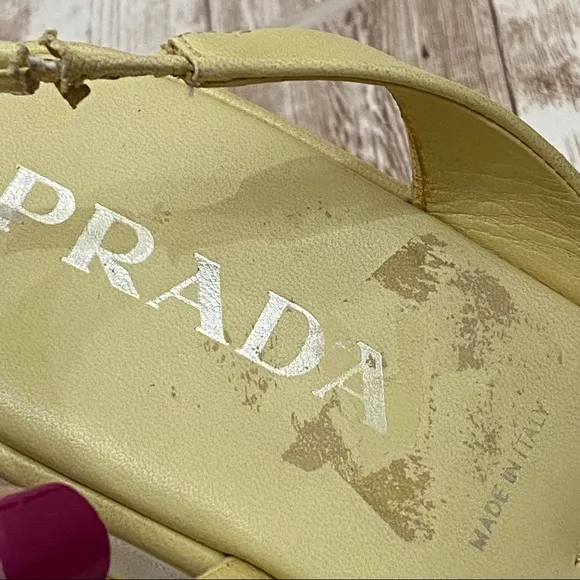 PRADA Lime Calzature Donna Nappa Wedge Sandals 35