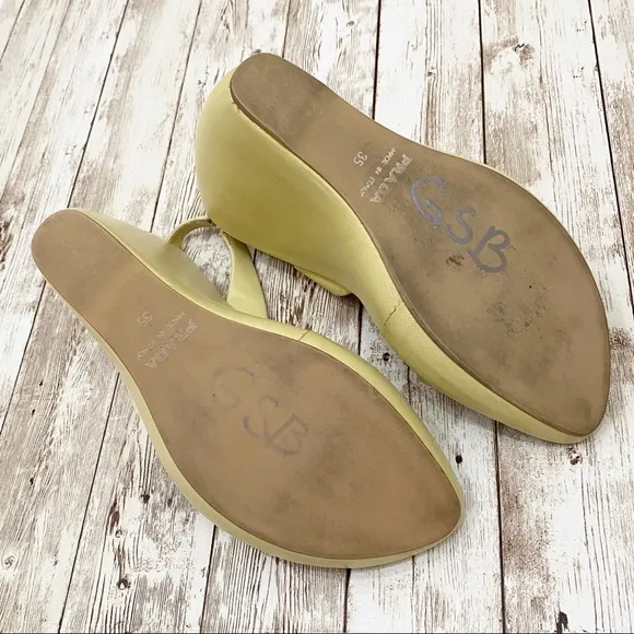 PRADA Lime Calzature Donna Nappa Wedge Sandals 35