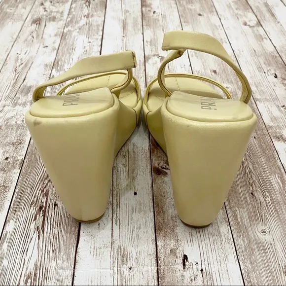 PRADA Lime Calzature Donna Nappa Wedge Sandals 35