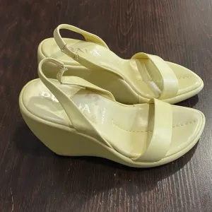 PRADA Lime Calzature Donna Nappa Wedge Sandals 35