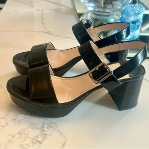 Prada patent leather block platform authentic sandals size 37