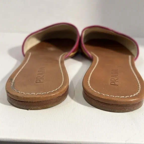 Prada Womens Multi-Colored Geometric Print Flats Slides Crocodile Size 38