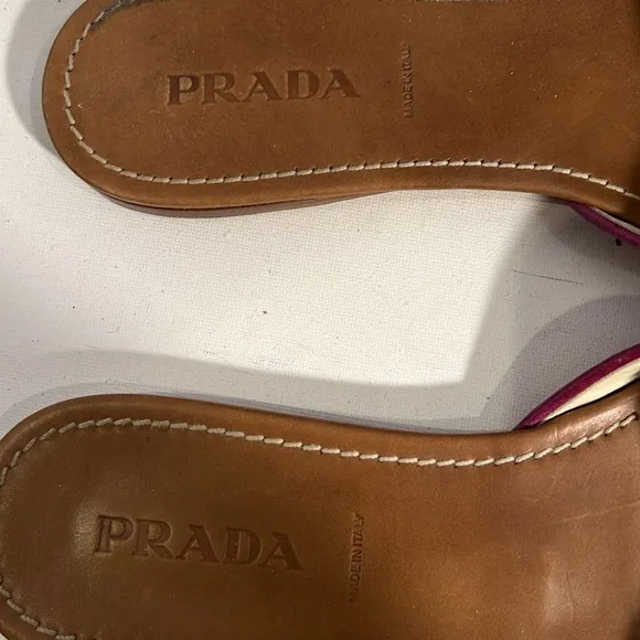 Prada Womens Multi-Colored Geometric Print Flats Slides Crocodile Size 38
