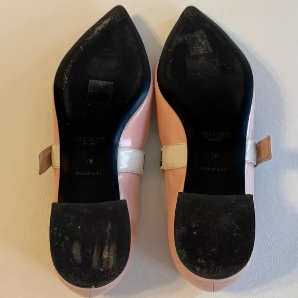 Prada Women's Pink and White Flats