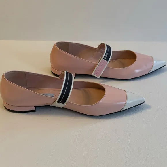 Prada Women's Pink and White Flats
