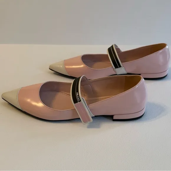 Prada Women's Pink and White Flats