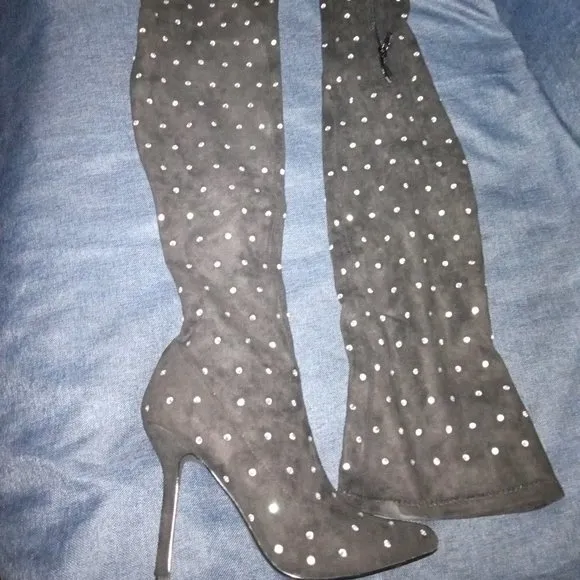 Privileged /Lemon Drop &quot; CRYSTALS GALORE &quot;  Black -Thigh High (BRAND NEW !!!)