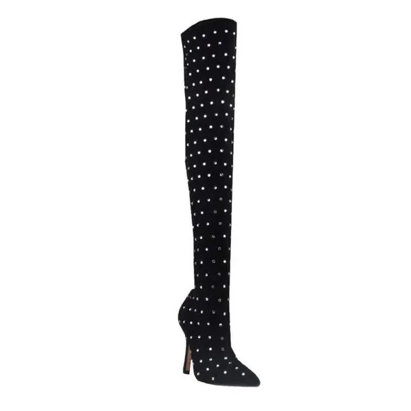 Privileged /Lemon Drop &quot; CRYSTALS GALORE &quot;  Black -Thigh High (BRAND NEW !!!)