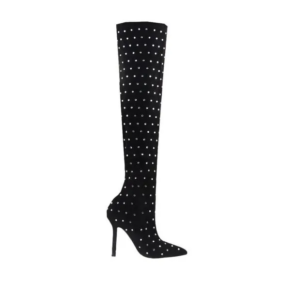Privileged /Lemon Drop &quot; CRYSTALS GALORE &quot;  Black -Thigh High (BRAND NEW !!!)