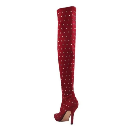 Privileged /Lemon Drop &quot; CRYSTALS GALORE &quot; Red -Thigh High (BRAND NEW !!!)