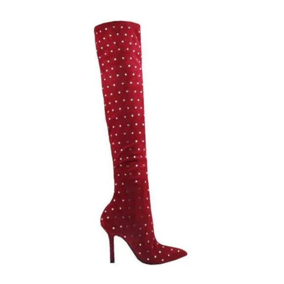 Privileged /Lemon Drop &quot; CRYSTALS GALORE &quot; Red -Thigh High (BRAND NEW !!!)