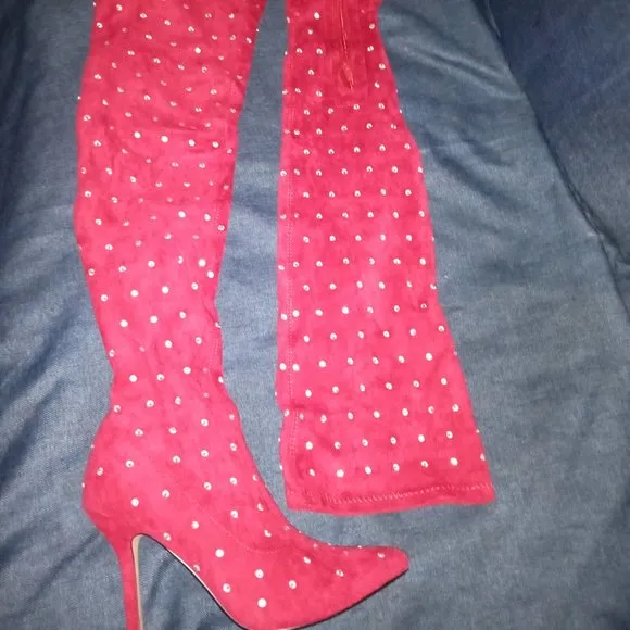 Privileged /Lemon Drop &quot; CRYSTALS GALORE &quot; Red -Thigh High (BRAND NEW !!!)