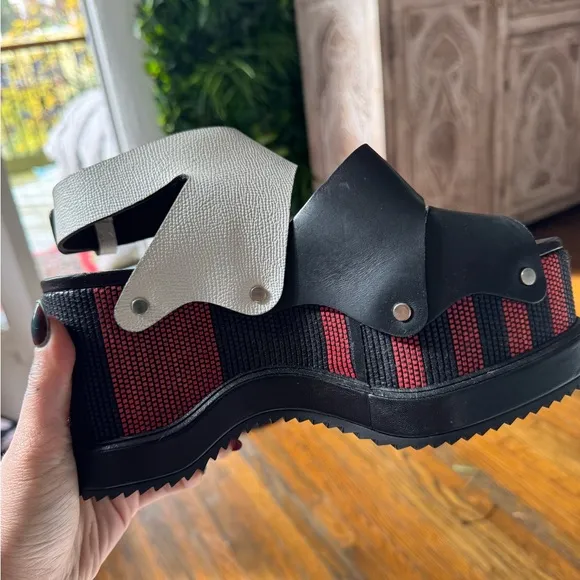 Proenza Schouler red, black, and white platform sandals size 7