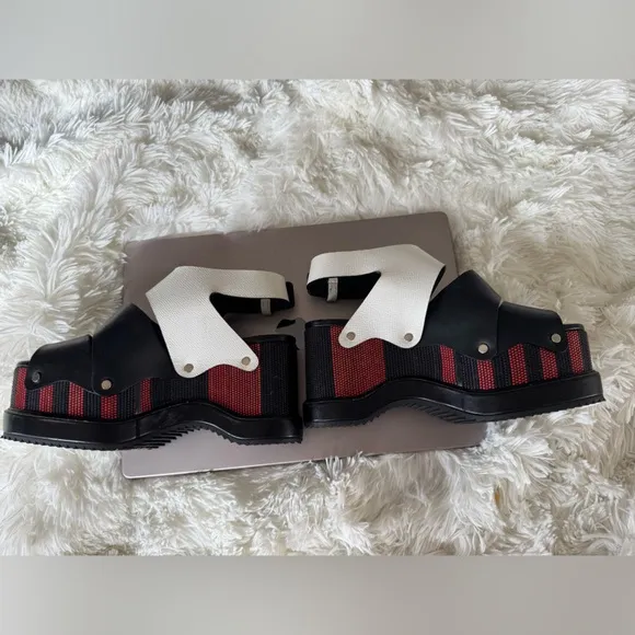 Proenza Schouler red, black, and white platform sandals size 7