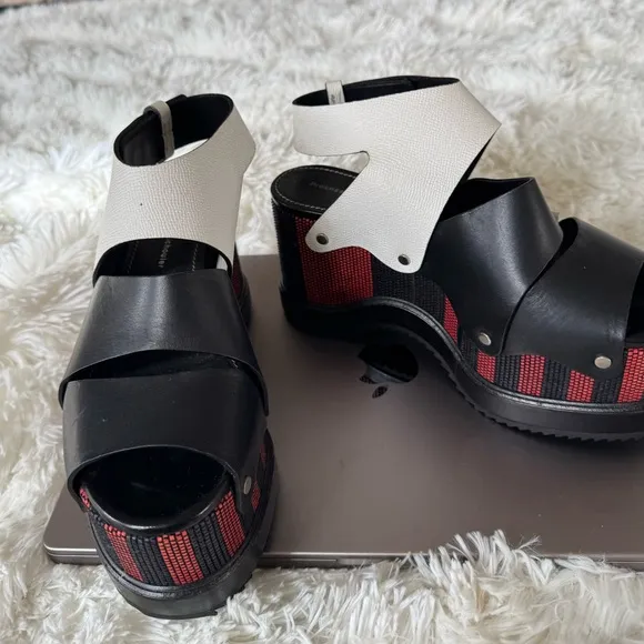 Proenza Schouler red, black, and white platform sandals size 7